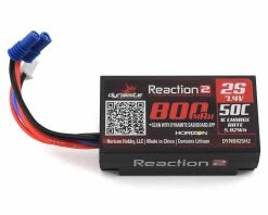 Dynamite Reaction 2S 50C Hard Case LiPo Battery W/EC2 Connector (7.4V/800mAh)