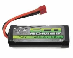 EcoPower 6-Cell NiMH 2/3A Stick Battery W/T-Style Connector (7.2V/1600mAh)