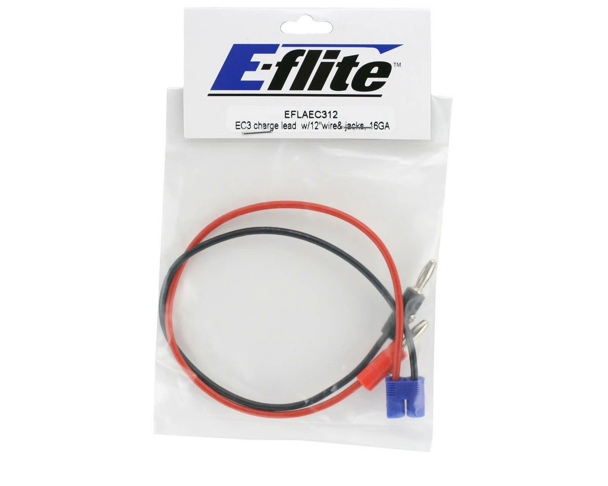E-Flite EC3 Device Charge Lead W/12" Wire & Jacks, 16GA - Image 2