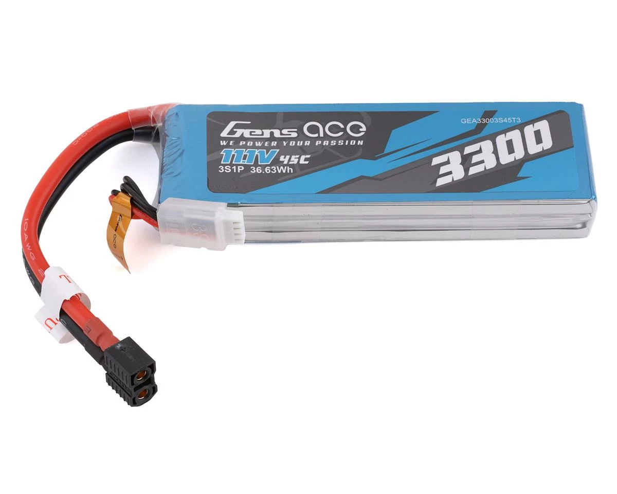 Gens Ace 3s LiPo Battery Pack 45C (11.1V/3300mAh) W/Universal Connector