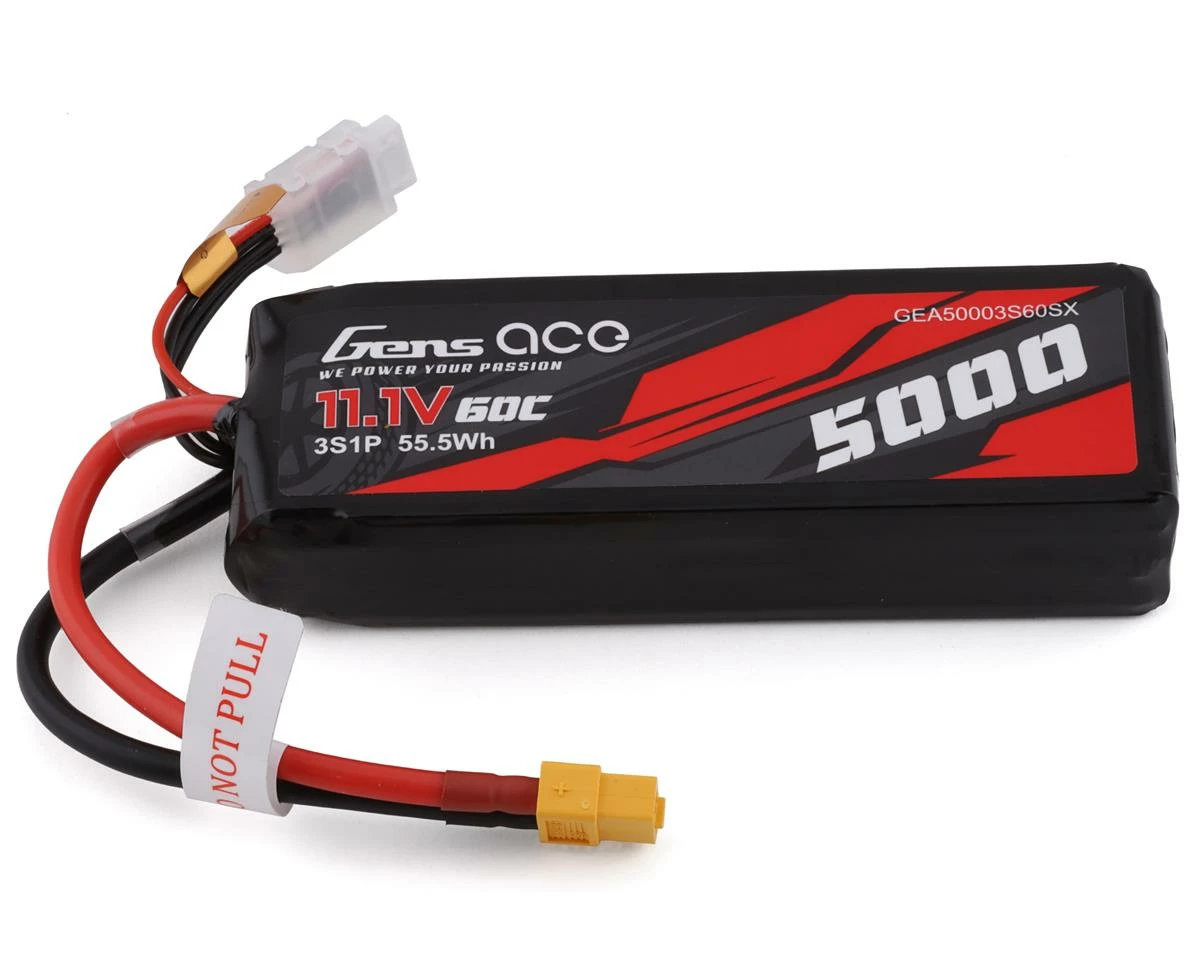 Gens Ace 3s Short-Size LiPo Battery 60C W/XT-60 Connector (11.1V/5000mAh)