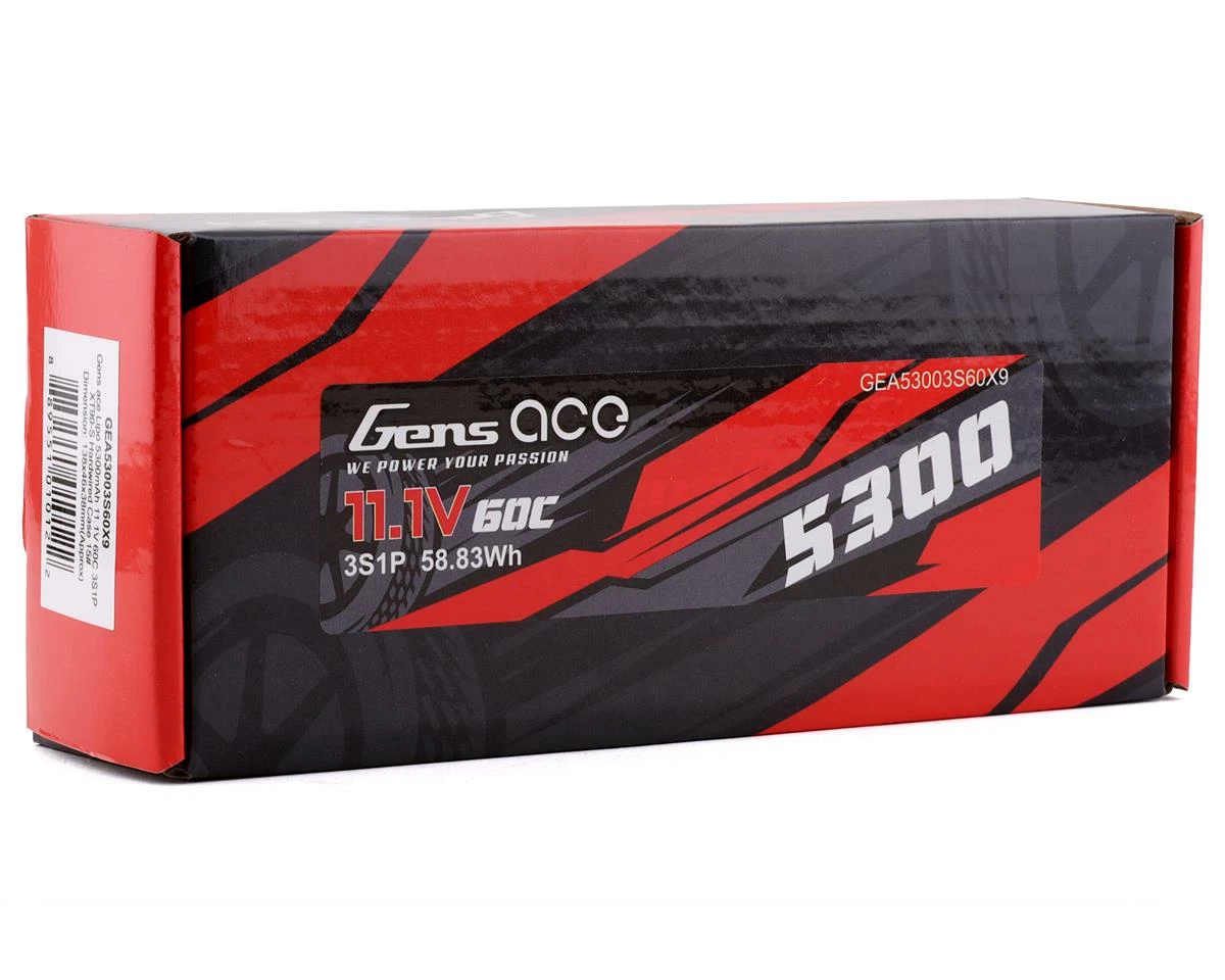 Gens Ace 3s LiPo Battery 60C (11.1V/5300mAh) W/XT-90 Connector - Image 2