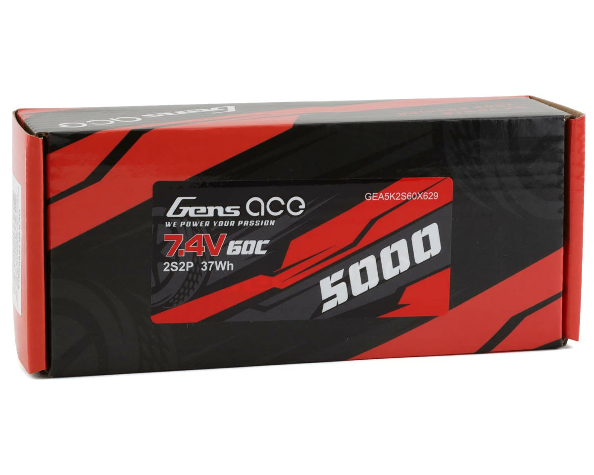 Gens Ace 2S LiPo Battery 60C (7.4V/5000mAh) W/4mm Bullets - Image 3