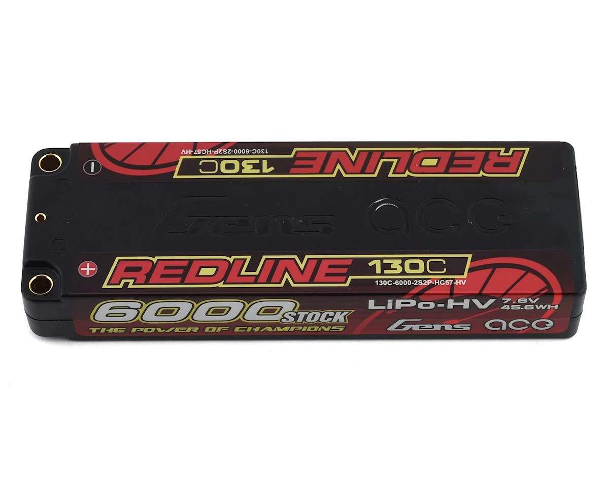 Gens Ace Redline 2S LiHV LiPo Battery 130C W/5mm Bullets (7.6V/6000mAh)