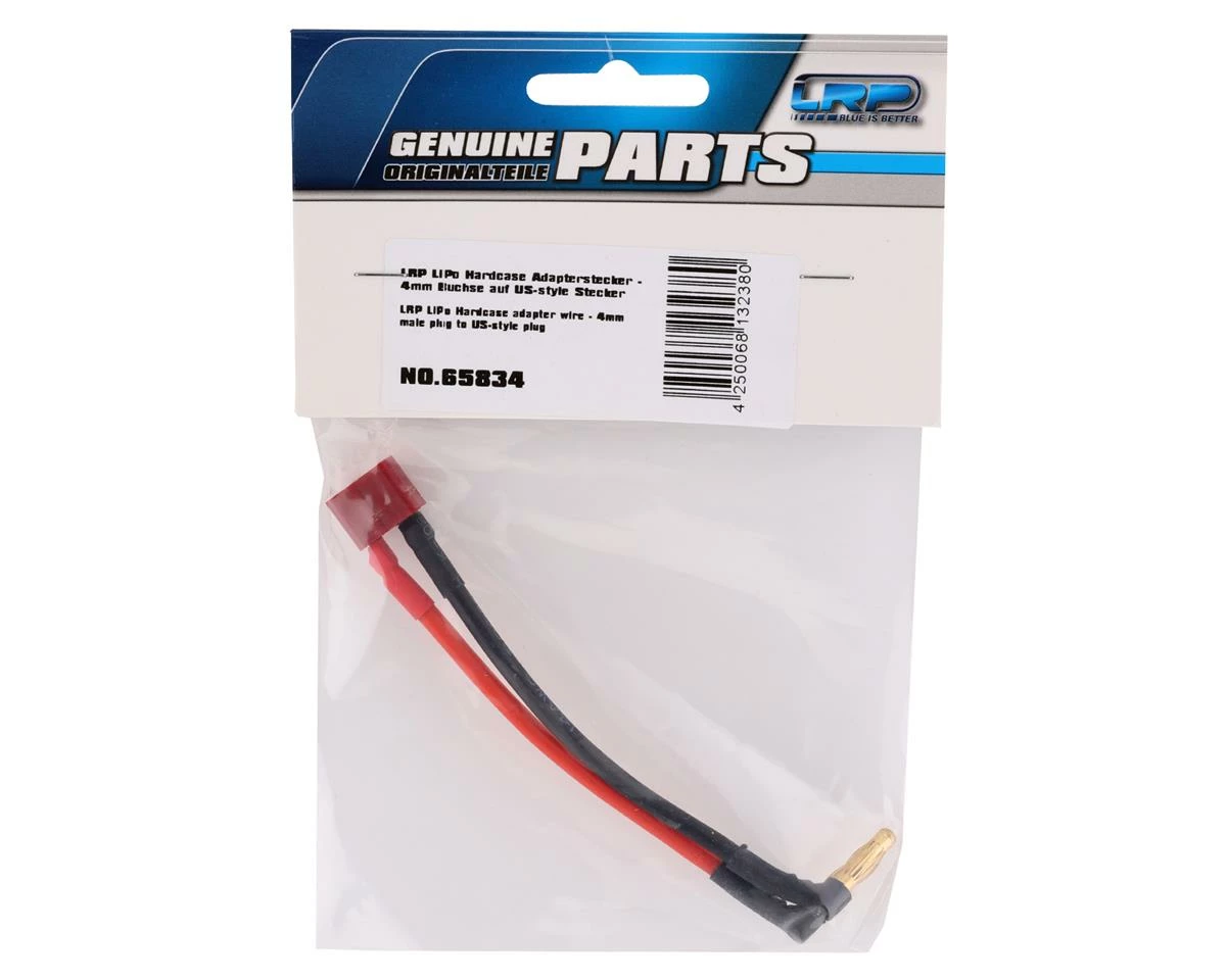 LRP 4mm Bullet To T-Style Battery Adapter (Male 4mm Bullet/Female T-Style) - Image 2