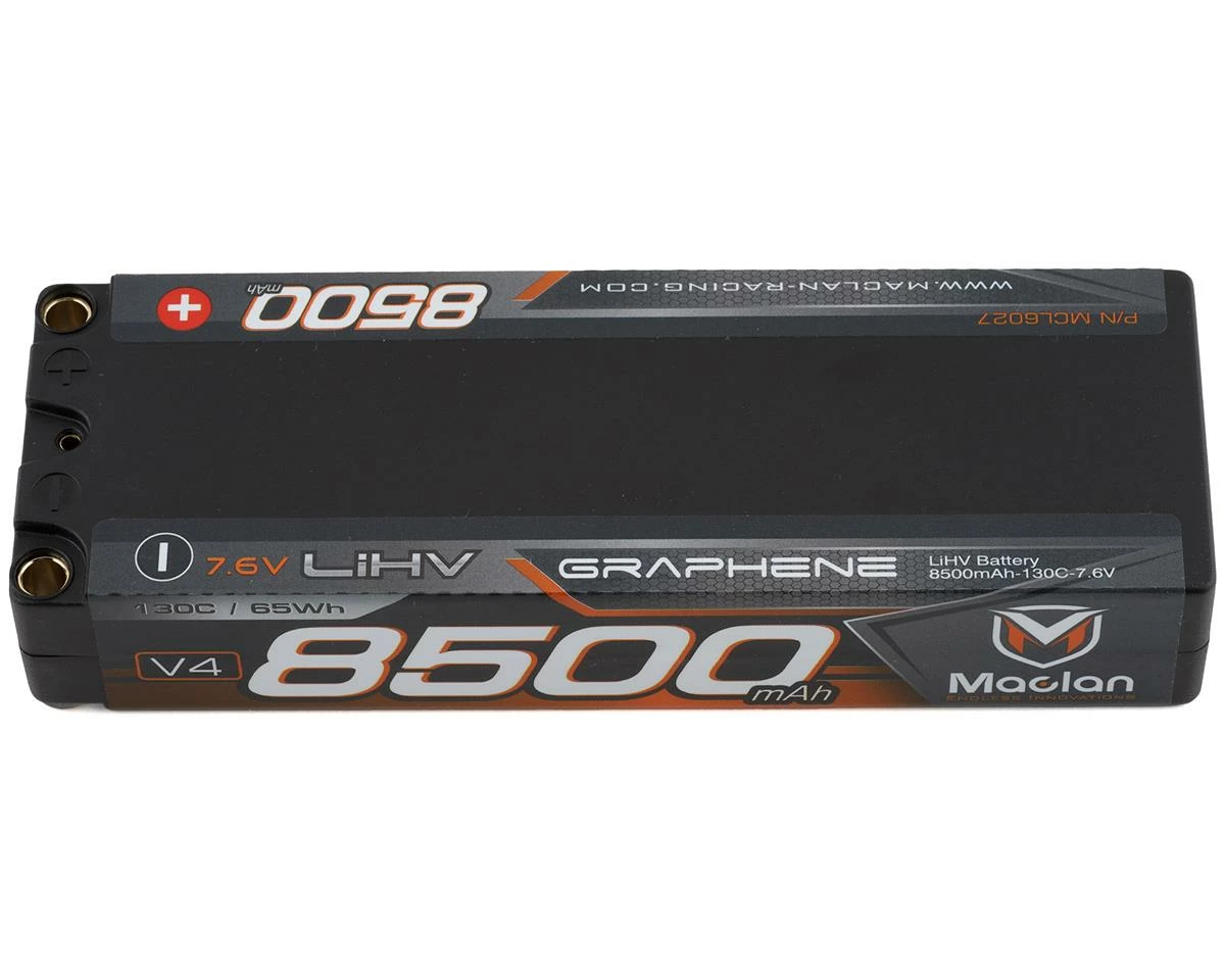 Maclan HV Graphene V4 2S LiPo Battery W/5mm Bullets (7.6V/8500mAh)