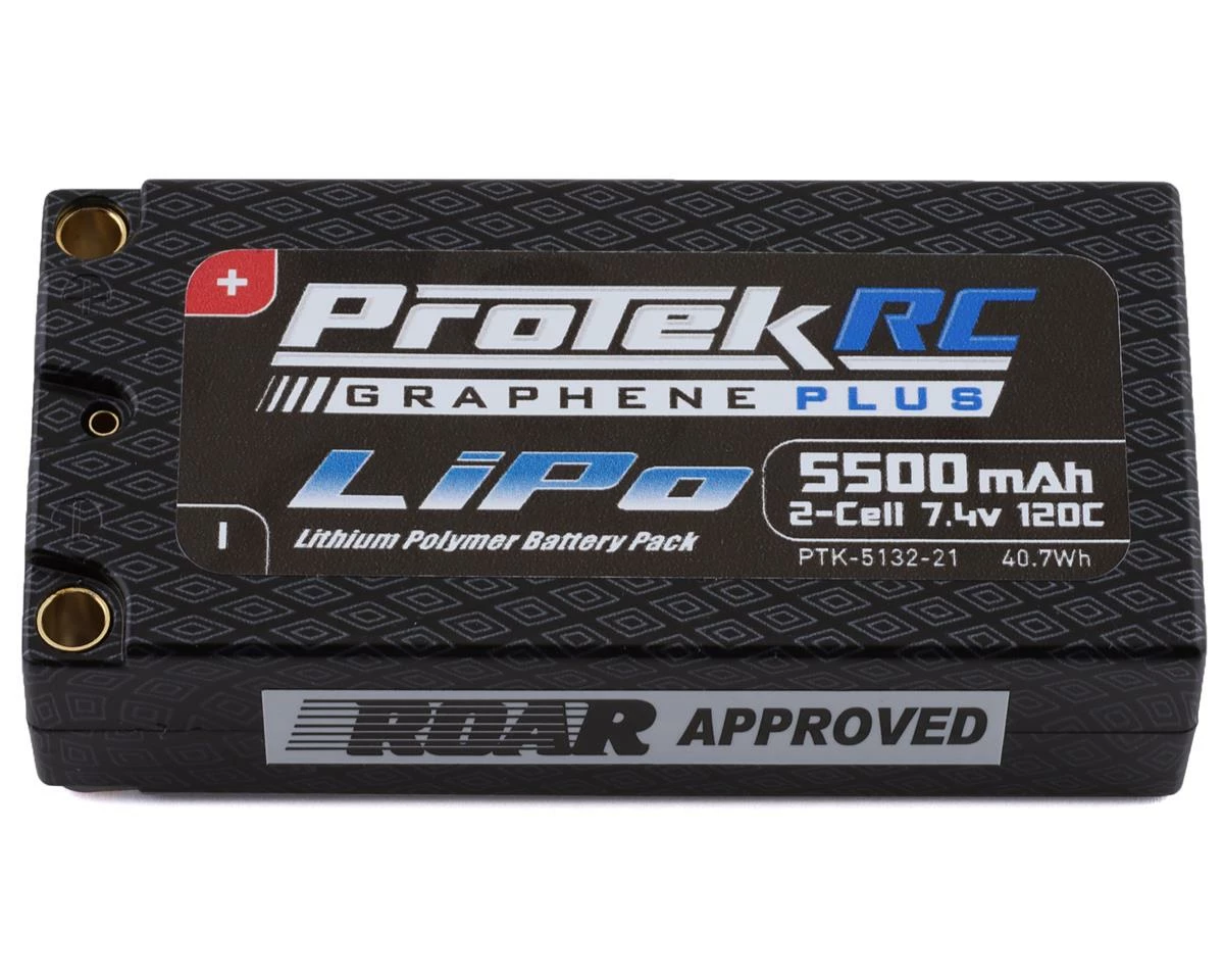 Protek RC "Drag Race" 2S 120C Si-Graphene + Shorty LiPo Battery (7.4V/5500mAh) W/5mm Connectors