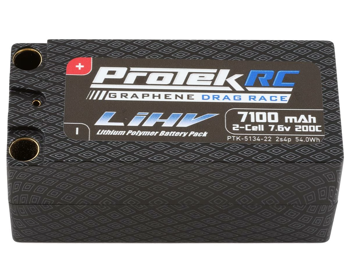 Protek RC 2S 200C 2s4p Si-Graphene Drag Race Shorty LiPo Battery (7.6V/7100mAh) W/8mm Connectors