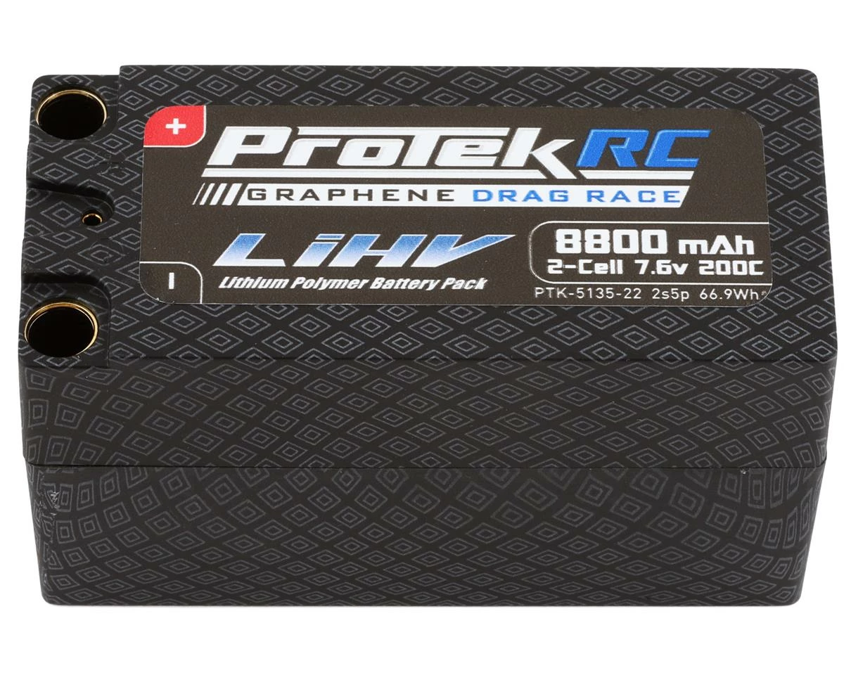 Protek RC 2S 200C 2s5p Si-Graphene Drag Race Shorty LiPo Battery (7.6V/8800mAh) W/8mm Connectors