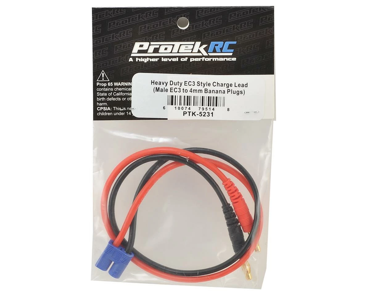 Protek RC Heavy Duty EC3 Style Charge Lead (Male EC3 To 4mm Banana Plugs) - Image 2