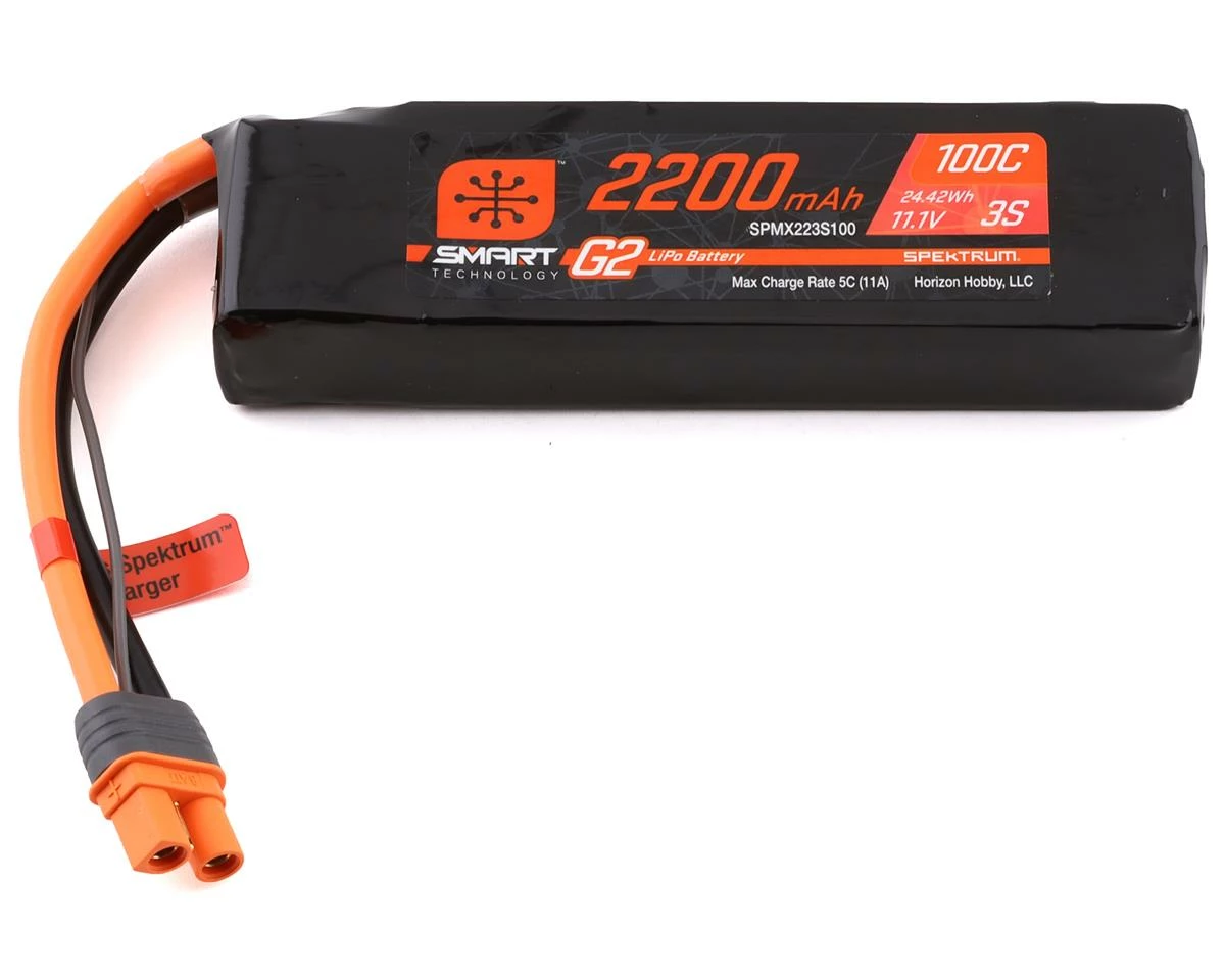 Spektrum RC 3S Smart G2 LiPo 100C Battery Pack (11.1V/2200mAh) W/IC3 Connector