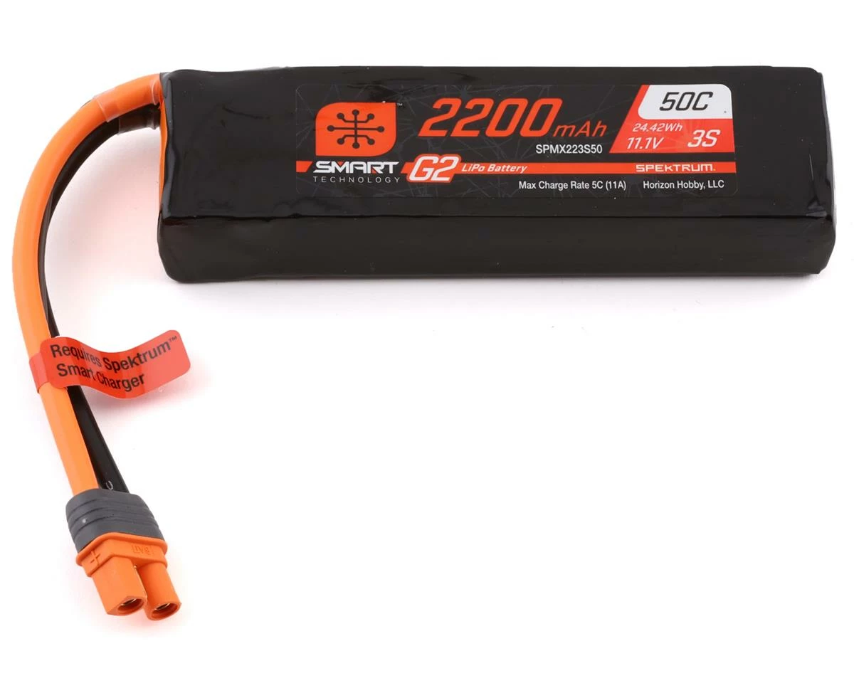 Spektrum RC 3S Smart G2 LiPo 50C Battery Pack (11.1V/2200mAh) W/IC3 Connector