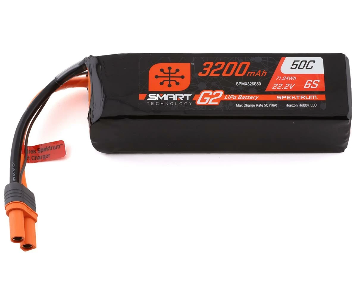 Spektrum RC 6S Smart G2 LiPo 50C Battery Pack (22.2V/3200mAh) W/IC5 Connector