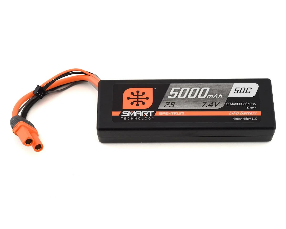 Spektrum RC 2S Smart LiPo Hard Case 50C Battery Pack W/IC5 Connector (7.4V/5000mAh)