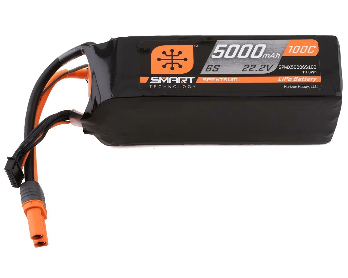 Spektrum RC 6S Smart LiPo 100C Battery Pack W/IC5 Connector (22.2V/5000mAh)