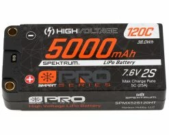Spektrum RC 2S Hard Case LiPo 120C Shorty LiPo Battery (7.6V/5000mAh) W/5mm Bullets