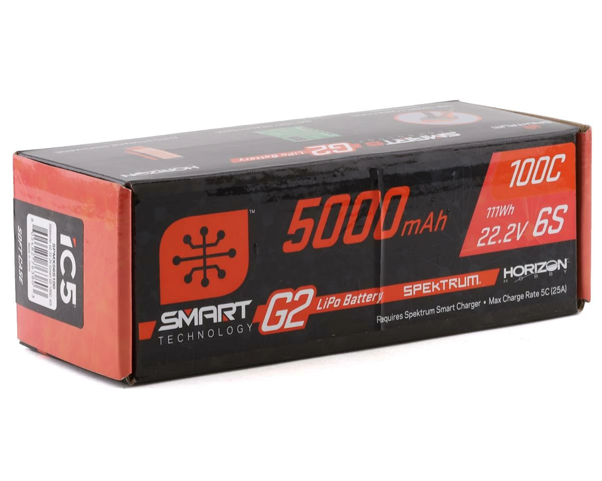Spektrum RC 6S Smart G2 LiPo 100C Battery Pack (22.2V/5000mAh) W/IC5 Connector - Image 2