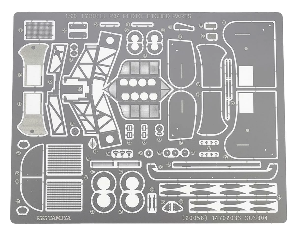 Tamiya 1/20 Tyrrell P34 Six-Wheeler Plastic Model Kit W/Photo-Etched Parts - Image 6