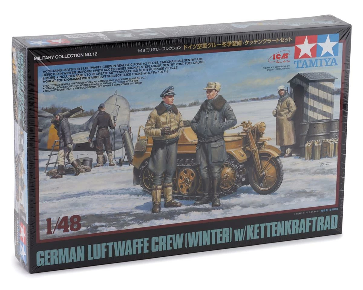 Tamiya German Luftwaffe Crew 1/48 Model Kit W/Kettenkraftrad (Winter) - Image 3